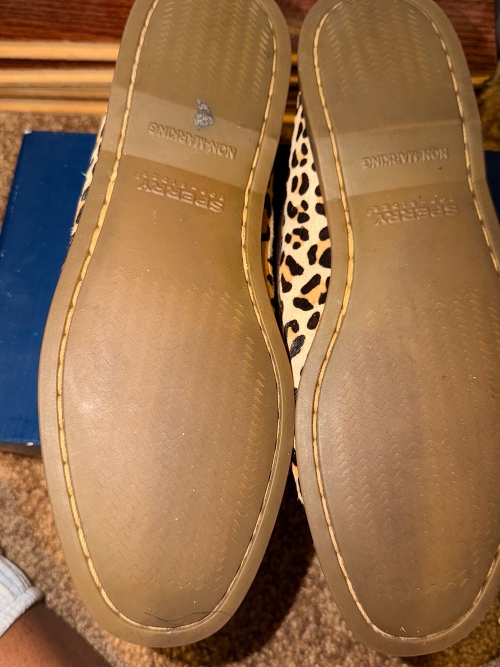 Sperry Leopard Print Tassel Driving Loafers in Brown and Tan - Picture 2 of 3